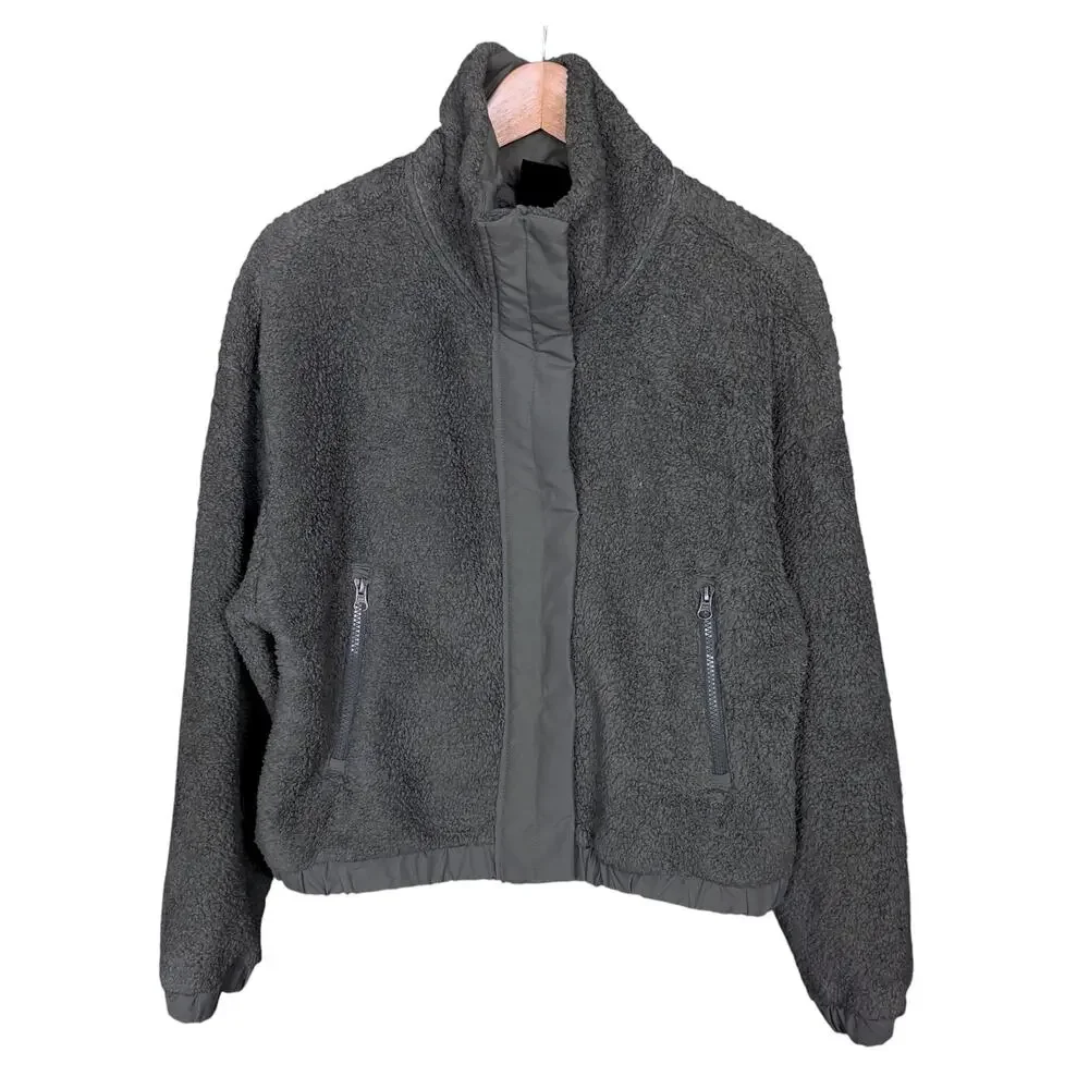 Vuori Women's Size Medium Gray Fleece Cozy Sherpa Full Zip Jacket Workout Run - Picture 2 of 10